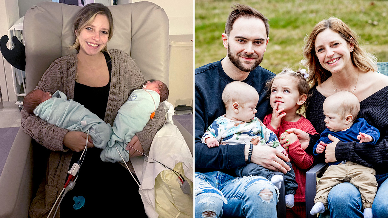 Jessica with twins and Jessica with twins and family