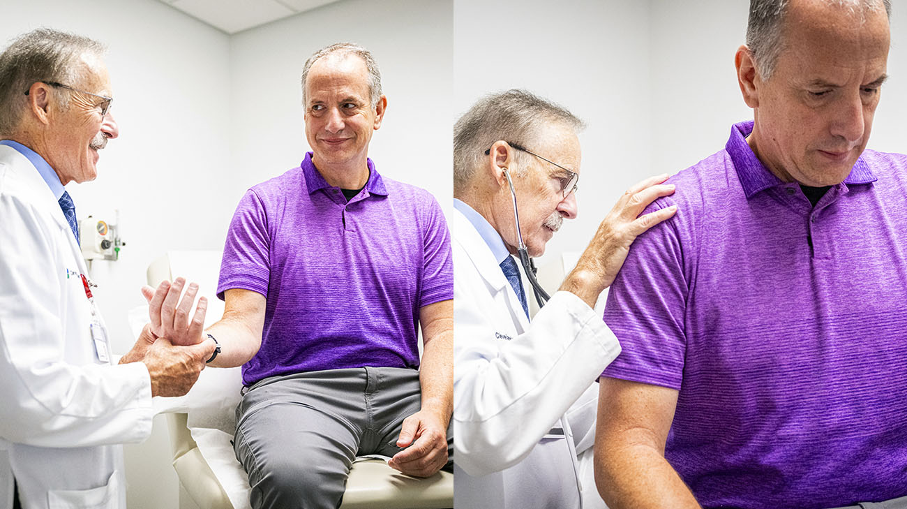 Stephen Ellis, MD checking in with Mike at a recent follow-up appointment.