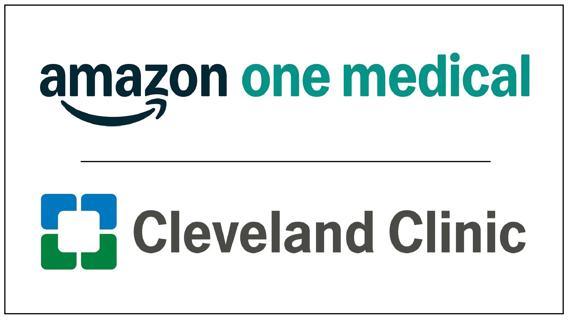 Logos of Amazon One Medical and Cleveland Clinic