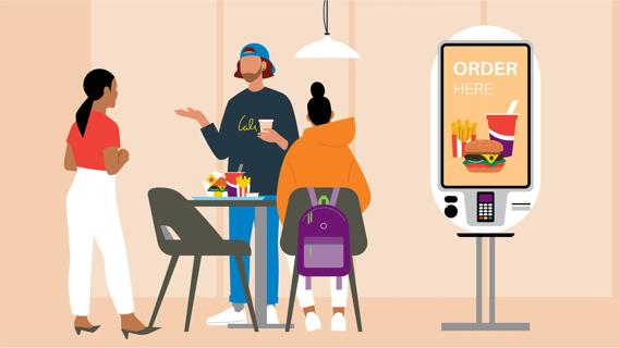 People meeting at fast food for a meal